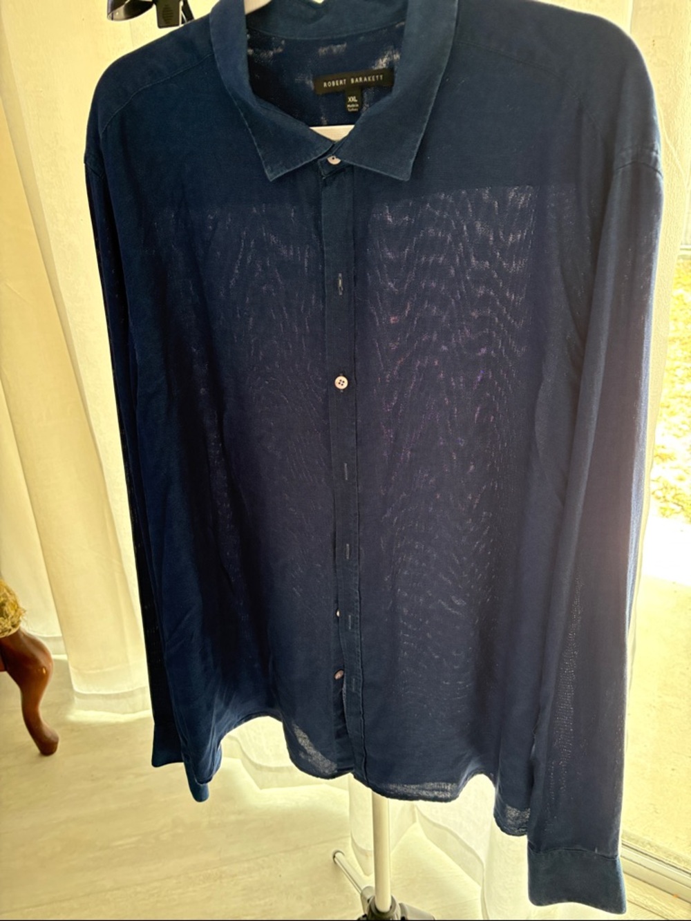 Robert Barakett Deep Navy Sheer Button-Down Shirt